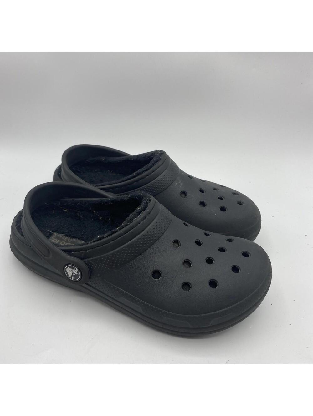 Crocs Kid's Unisex Lined Classic Clog Black no removable lined J3